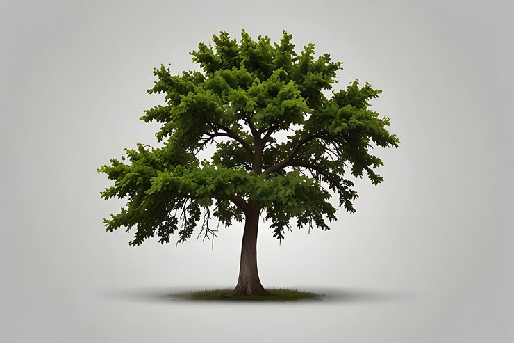Vector a tree with a white background and a gray sky