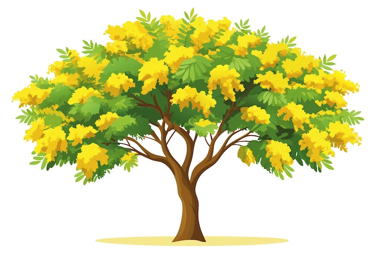 Vector a tree with yellow flowers on it