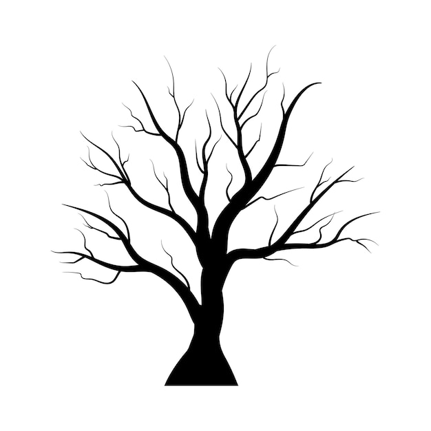 Vector tree without leaves black silhouette illustration