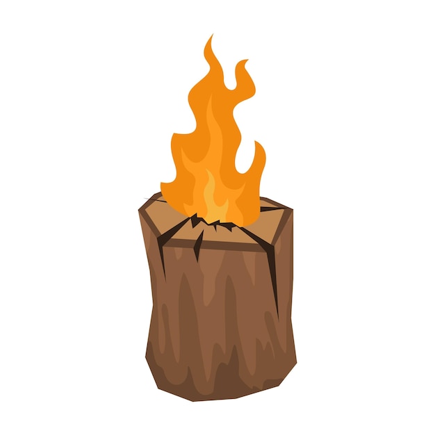Вектор Иконка пожара из дерева плоская иллюстрация векторной иконки огня из дерева для паутины, изолированной на белом