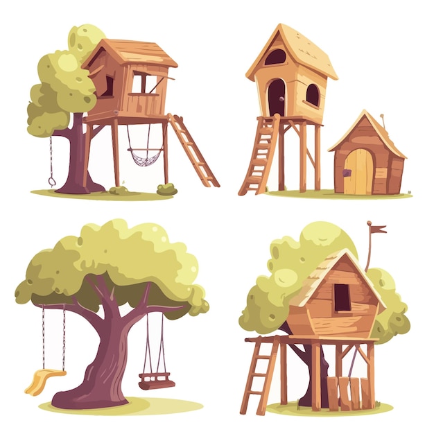 Tree_wood_houses_for_children_playground