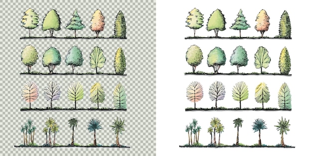 TreeFrontViewTekeningSketchSet2