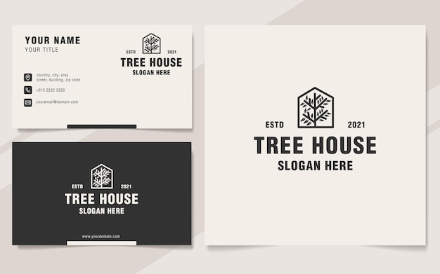 Шаблон логотипа treehouse в стиле монограммы