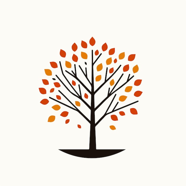 Vector trees in autumn with a simple flat design style