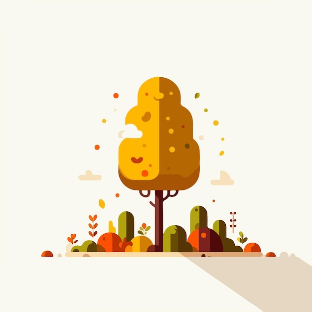 trees in autumn with a simple flat design style