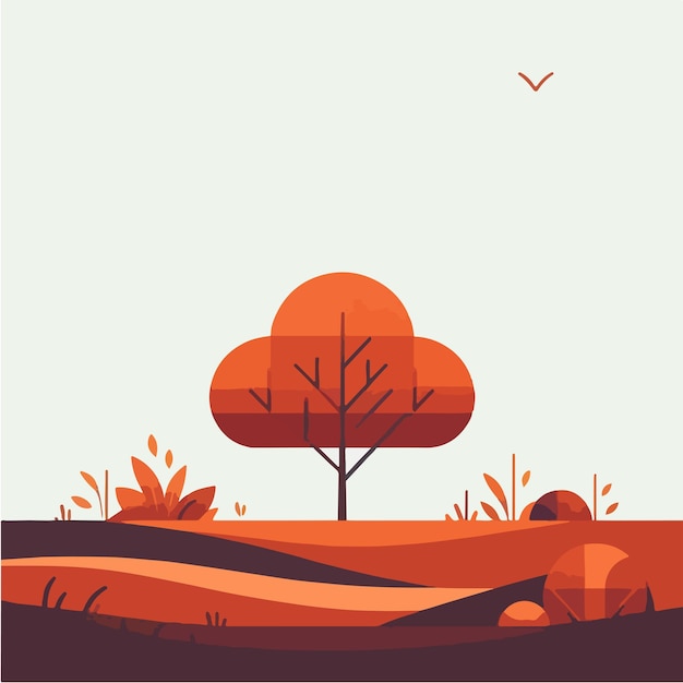 trees in autumn with a simple flat design style