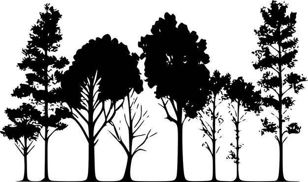 Vector trees black and white isolated icon vector illustration