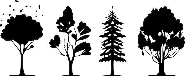 Vector trees black and white isolated icon vector illustration