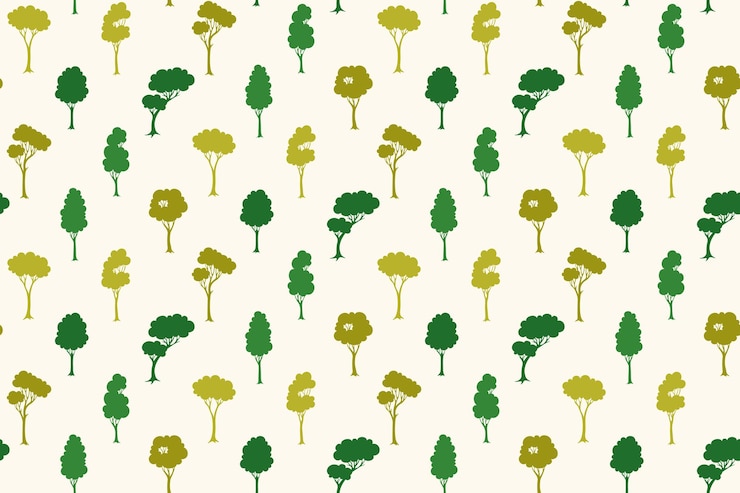Vector trees cartoon seamless pattern forest park evergreen plant nature scrapbook boundless ornament print