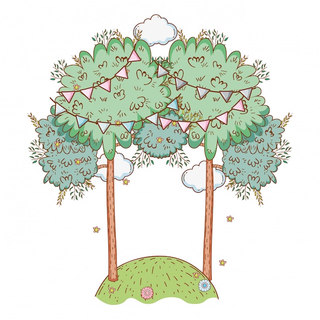 Vector trees cute nature