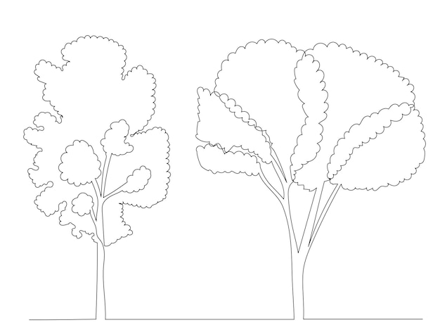 Alberi che disegnano da un vettore di linea continua