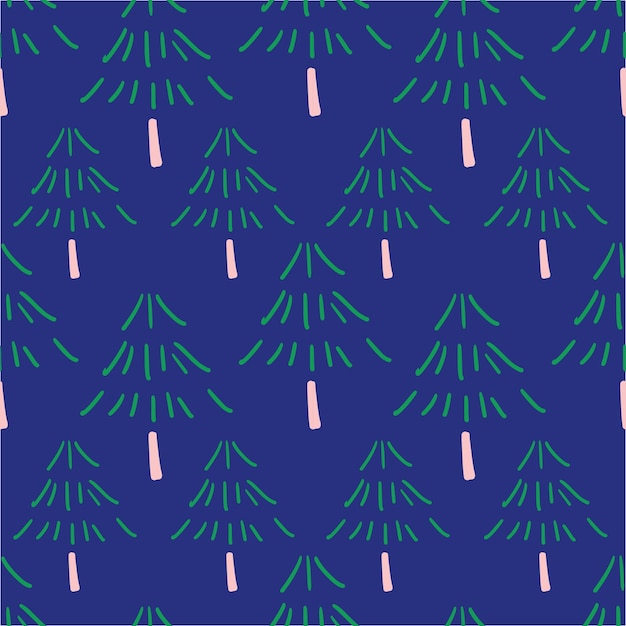 Trees and forest doodle handdrawn seamless pattern background Design for textile wrapping template