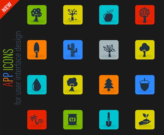 Vector trees icon set