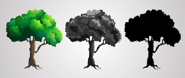 Значок деревьев с силуэтом деревьев на градиентном фоне