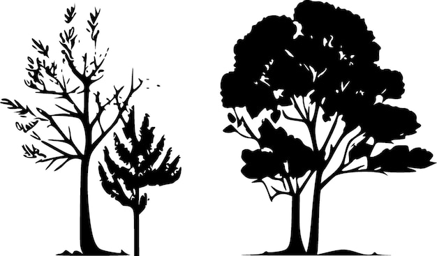Минималистская и простая векторная иллюстрация деревьев