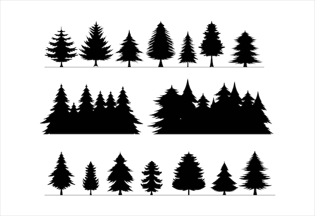 Trees and pine silhouette collection