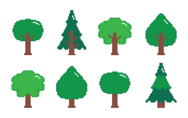 Trees Pixel Art Illustration Icon 8bit