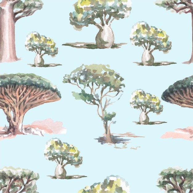 Alberi piante foresta australia natura selvaggio acquerello illustratio