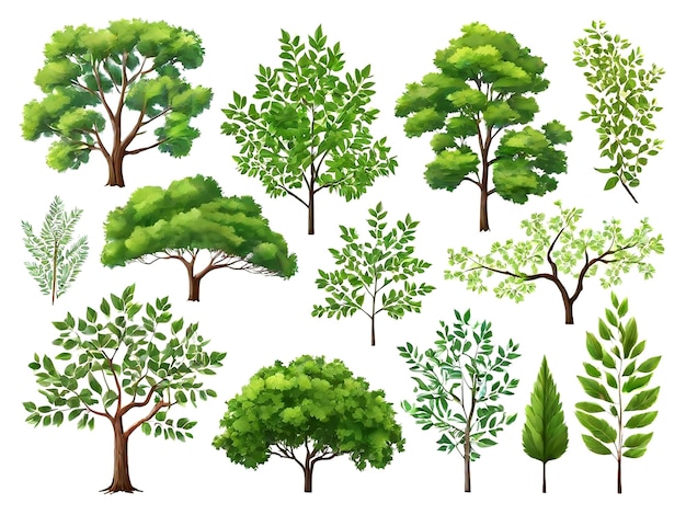 Trees Set Vector Cartoon Illustration AI_Generated