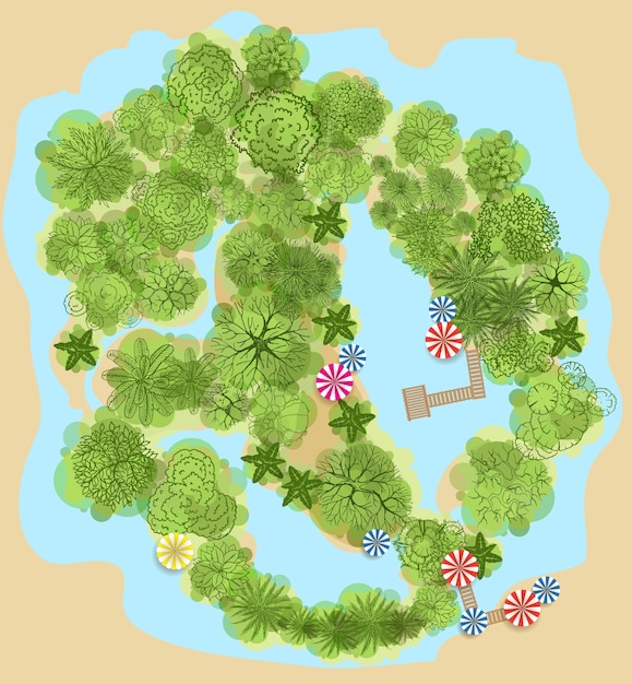 Vector trees top view for landscape