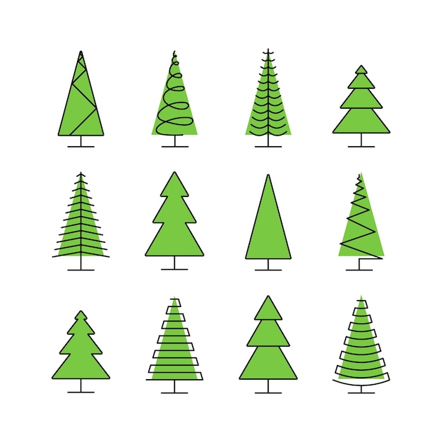 Trees vector icons Trees icons isolated Tree in modern design Vector illustration