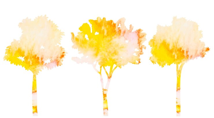 Vector trees watercolor silhouette isolated vector