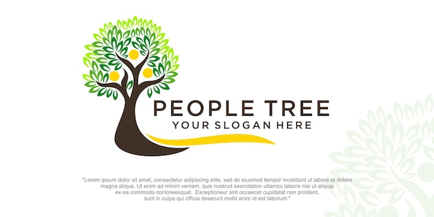 Trees with people logo design vector