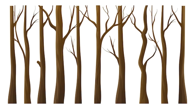 Деревья без листьев элементы векторной иллюстрации