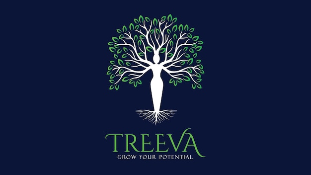 Vector treeva a logo for the harmony of nature and woman