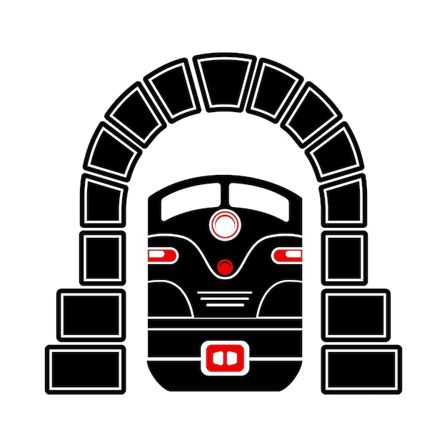 Trein in tunnel icoon in eenvoudige stijl geïsoleerd op witte achtergrond