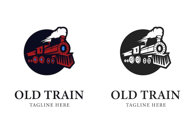 Trein logo's illustratie van de oude trein met platte cirkel vorm vector