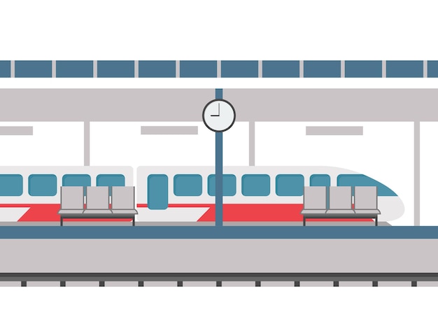 Treinstation in vlakke stijl Vectorillustratie