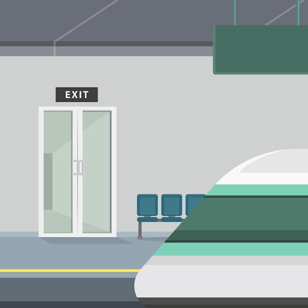 Treinstation platte vectorillustratie