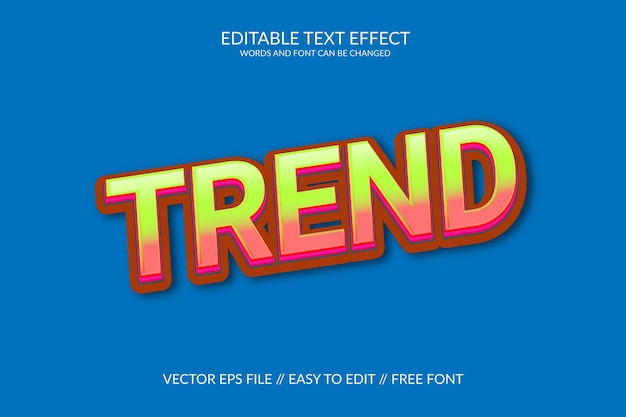 Trend 3d fully editable vector eps text effect template