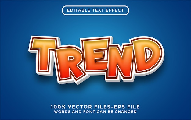 Trend 3d-tekst. bewerkbaar teksteffect met premium vectoren in cartoonstijl