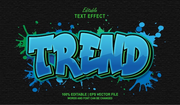 Vector trend editable text effect style graffiti