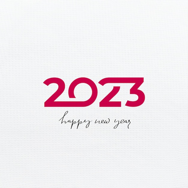 トレンドロゴ2023新年あけましておめでとうございますテキストデザイン2023番号デザインテンプレート2023新年あけましておめでとうございますシンボルベクトルイラスト白い背景で隔離
