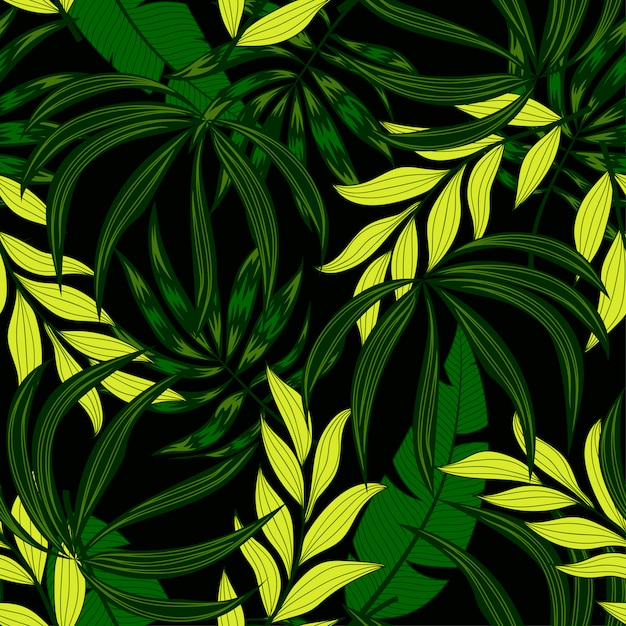 Trend naadloos patroon met tropische planten