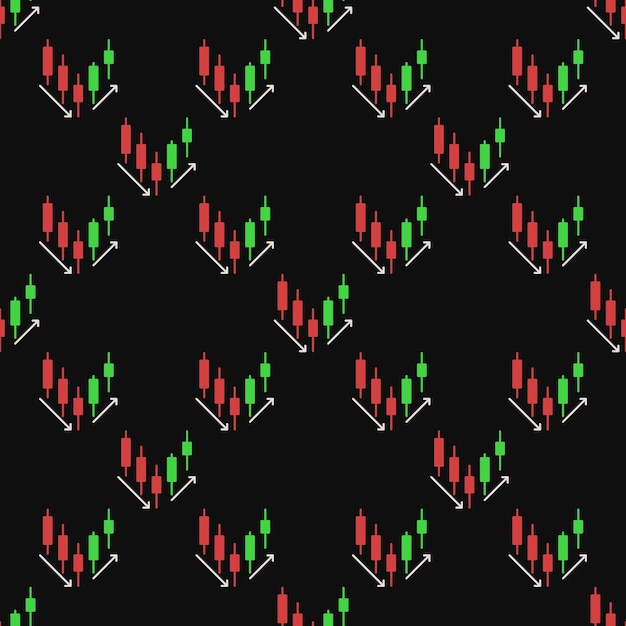 Trend Reversal Candlestick Chart vector gekleurde naadloze patroon