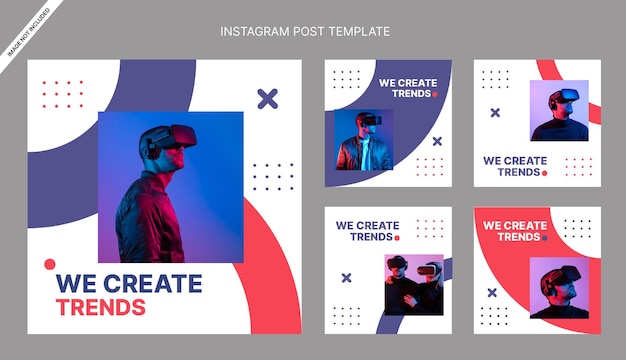 Vector trend technology social media instagram posts collection