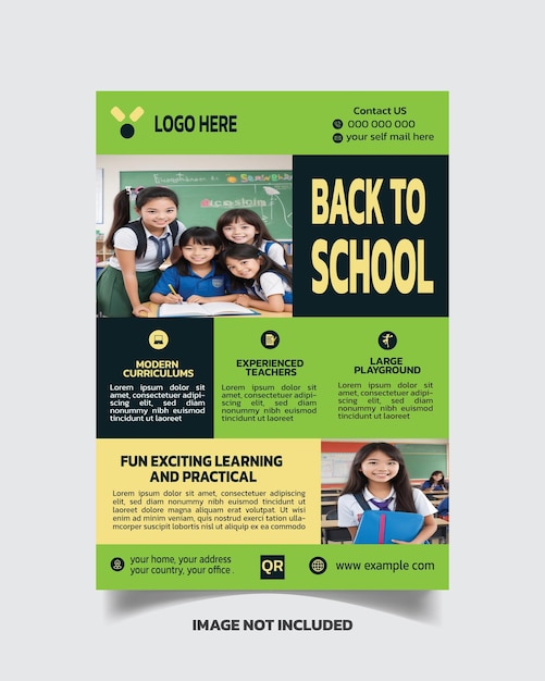 Vector trending back to school flyer or school poster and school advertising leaflet vector file