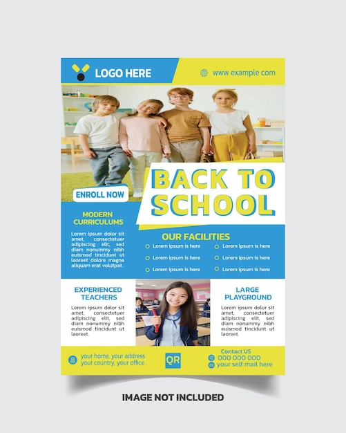 Trending Kids School Flyer и Creative Design School Poster Приемная брошюра Векторный файл