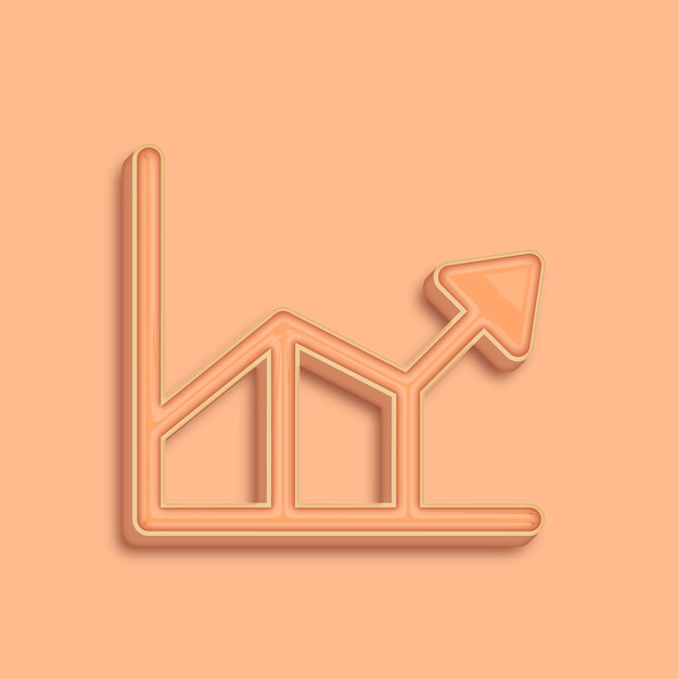 trendsetting modern 3d peach fuzz color line chart icon with background