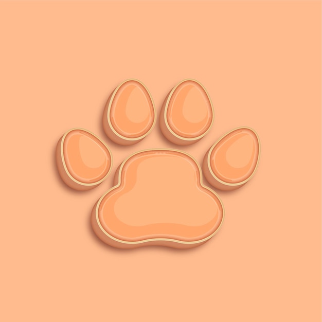 trendsetting modern 3d peach fuzz color paw icon with background