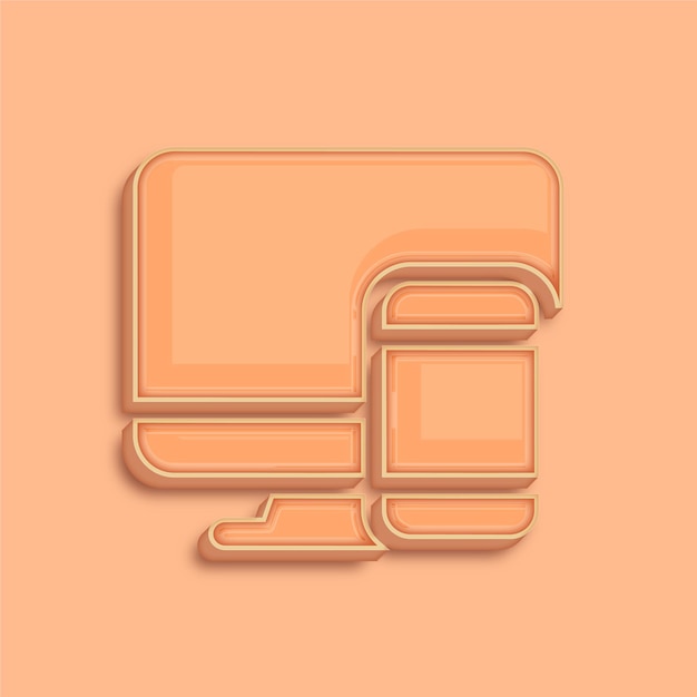Trendsetting Moderne 3D Peach Fuzz Kleur computer en mobiele telefoon icoon met achtergrond
