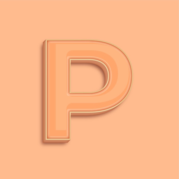 Trendsetting Moderne 3D Peach Fuzz Kleur Letter P Icon met achtergrond