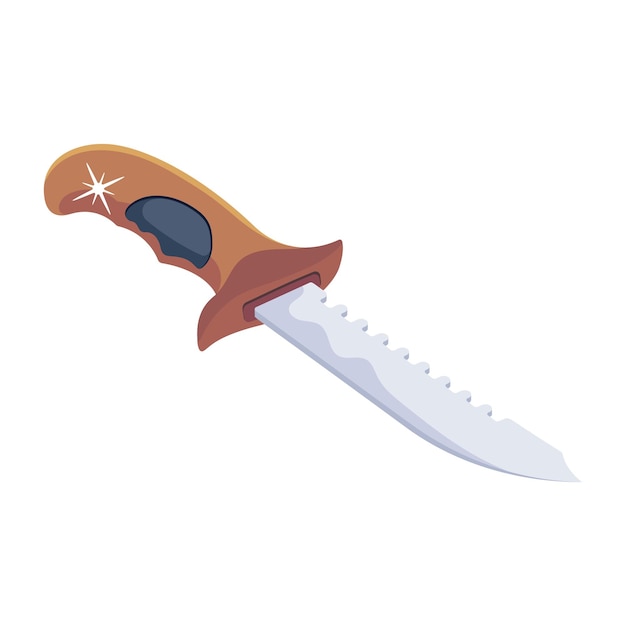 Trendy 2d icon of cowboy knife