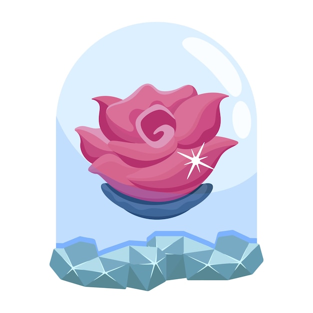 Trendy 2d icon of a preserved rose dome