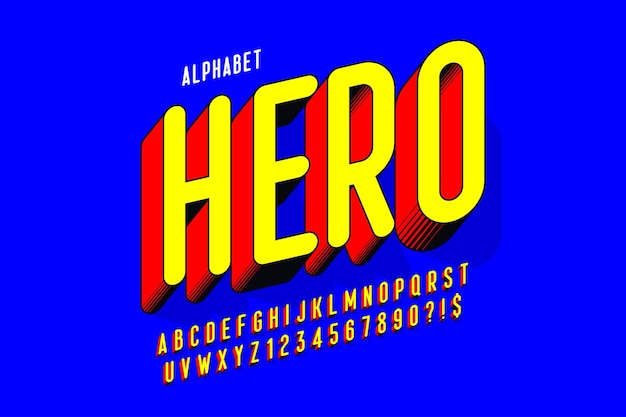 Trendy 3D komisch ontwerp kleurrijk alfabet lettertype