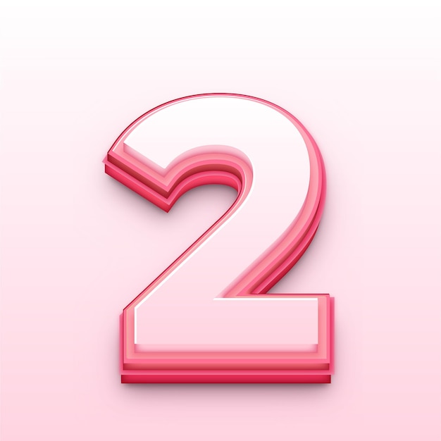 Trendy 3D Pink Toned Number 2